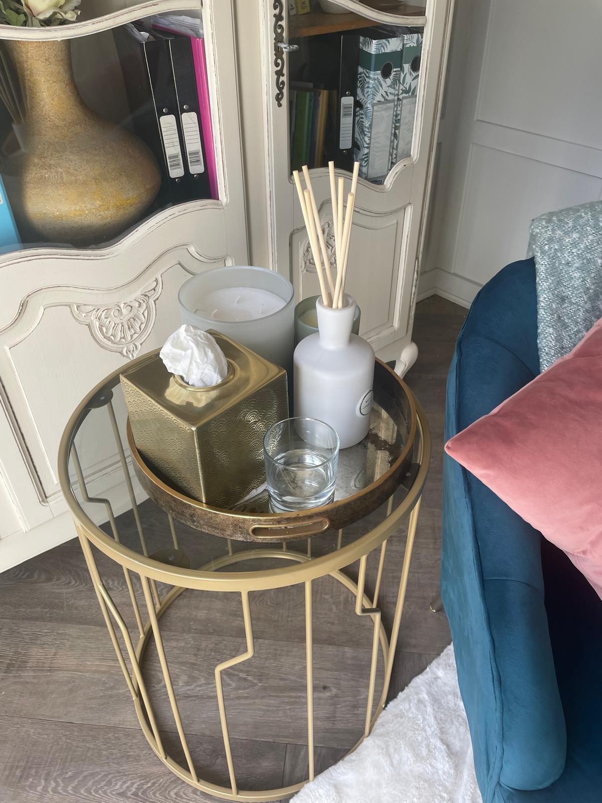 Armchair and table inside the counselling cabin